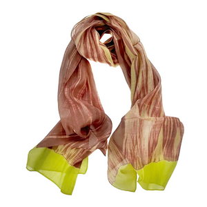 Coffee Lime Abstract Pattern Sheer Cotton Silk Scarf