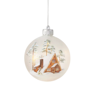 LED Illuminated Pitch Roof Cabin Ornament