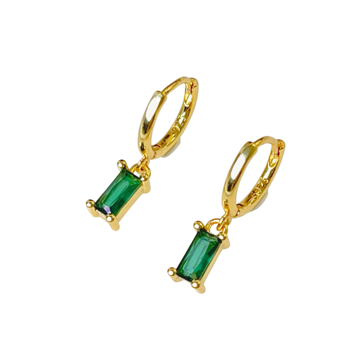 Emerald Hoop Dangling Earrings