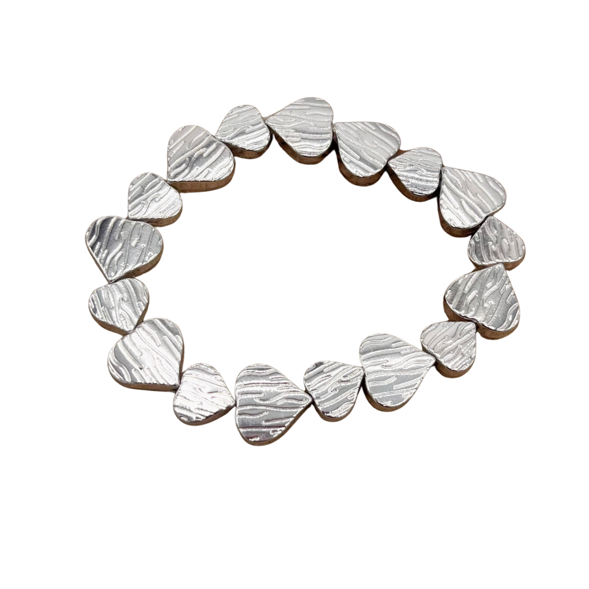 Silver Texture Heart Stretch Bracelet