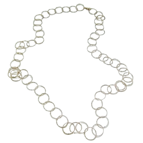 Sterling Silver Diamond Cut Circle Necklace