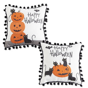 Happy Halloween Pumpkin and Black Cats Pillows