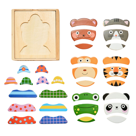 animal mix or match wooden puzzle