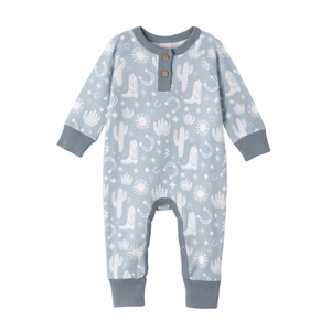 Blue Cowboy Long Sleeve Baby Romper