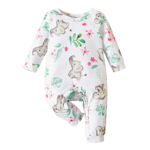Elephant and Floral Long Sleeve Baby Jumper