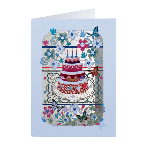 Birthday Cake and Flowers Laser Cut Card