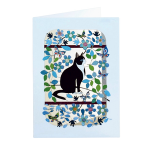 Cat with Flowers Laser Cut Card