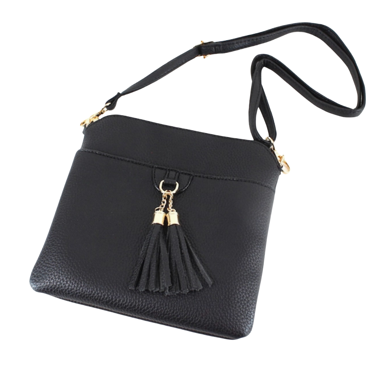 Black Crossbody Bag with Tassel