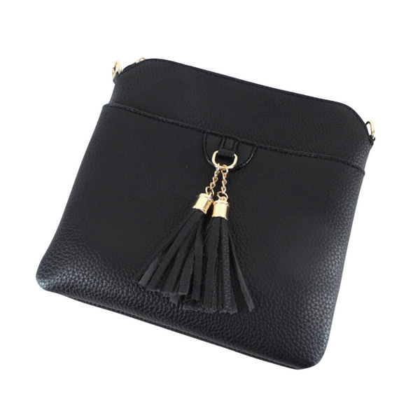 Black Crossbody Bag with Tassel