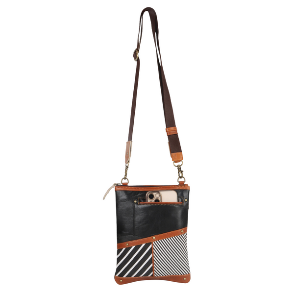 stylish Black Stripe Pattern Crossbody Bag