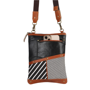 stylish Black Stripe Pattern Crossbody Bag