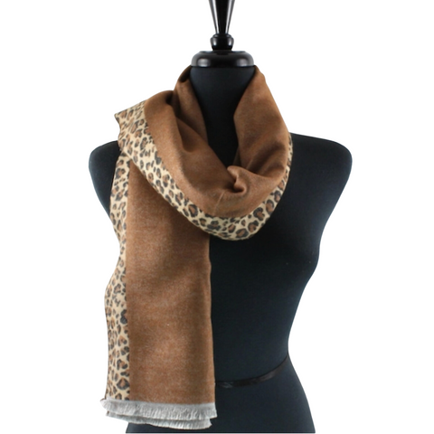 mocha leopard pattern scarf