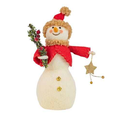 Christmas Snowman Holding a Star