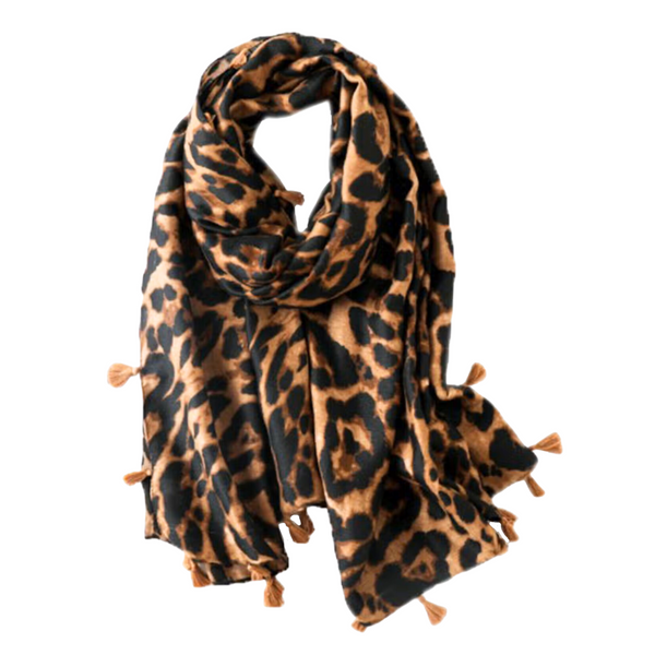 Classic Leopard Scarf with Tassels