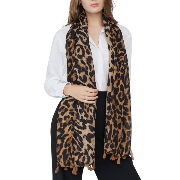 Leopard Scarf with Tassels