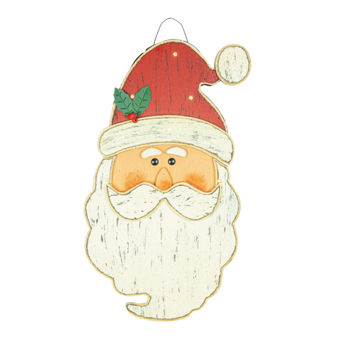 Classic Wooden Santa Hanger with Lights