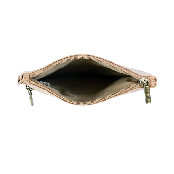 Floral Pattern Double Zip Cork Crossbody Bag