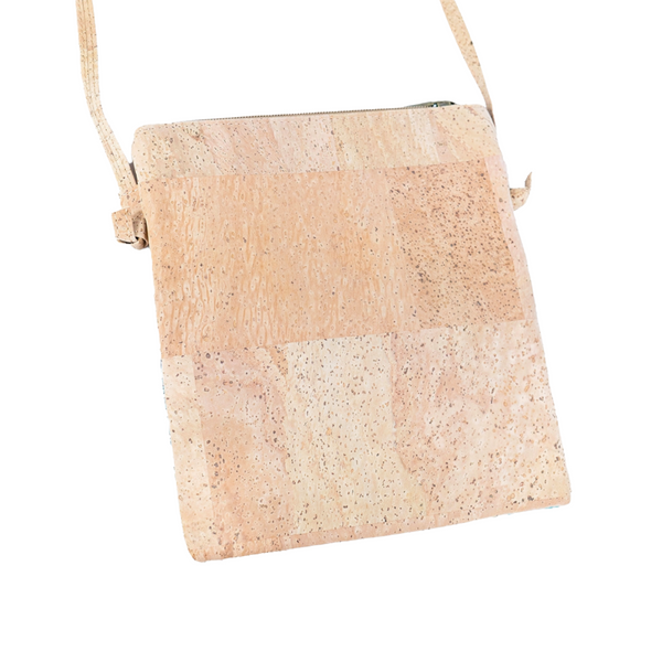 Circle Pattern Double Zip Cork Crossbody Bag