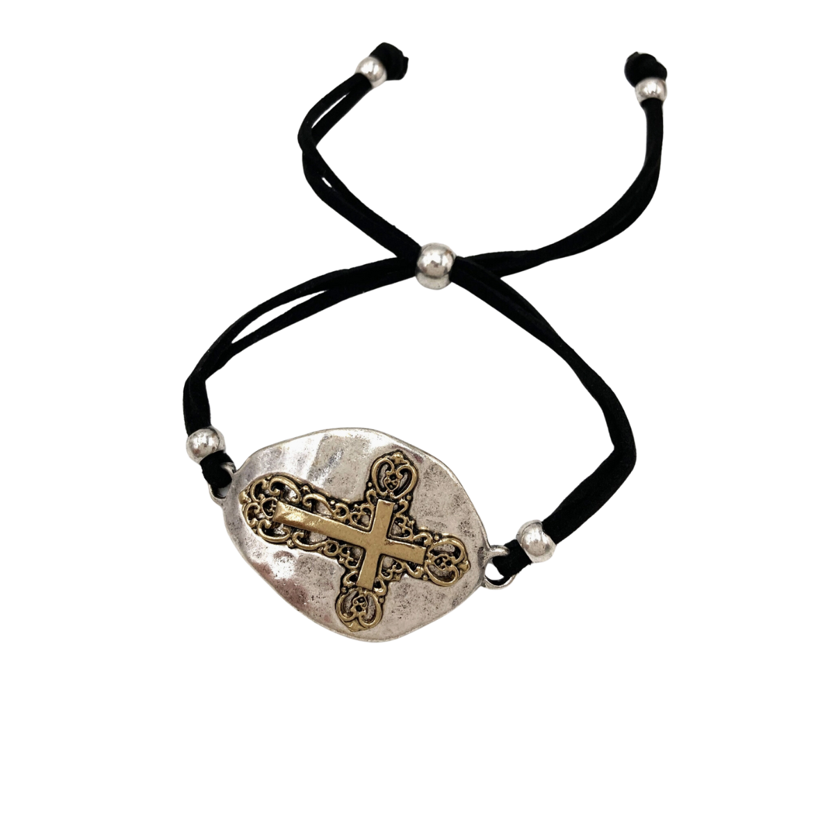 Cross Plated Suede Pull Bracelet