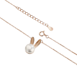 Gold Plated Pearl Bunny Rabbit Necklace