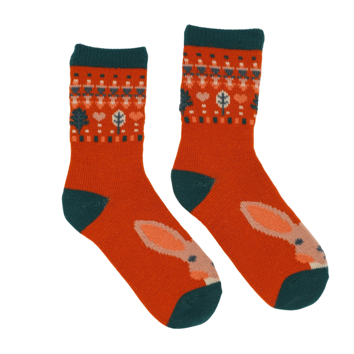 Warm Bunny Knitted Orange Ankle Socks