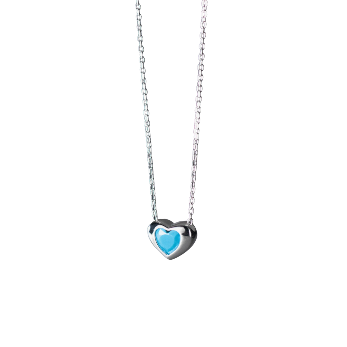 Blue Heart Sterling Silver Necklace