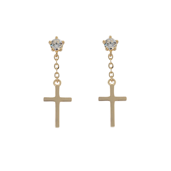 Cross Dangle Sterling Silver Earrings