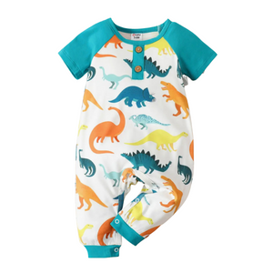 Dinosaur Print Short-Sleeve Baby Jumper