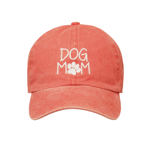 Dog Mom Burnt Orange Embroidered Cotton Baseball Cap