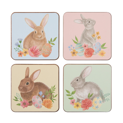 Easter Floral Bunny Coaster Set