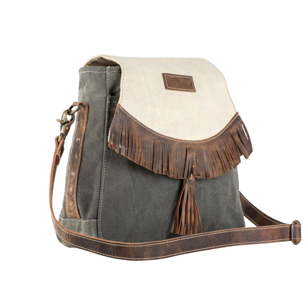 Rugged Canvas and Leather Crossbody Bag