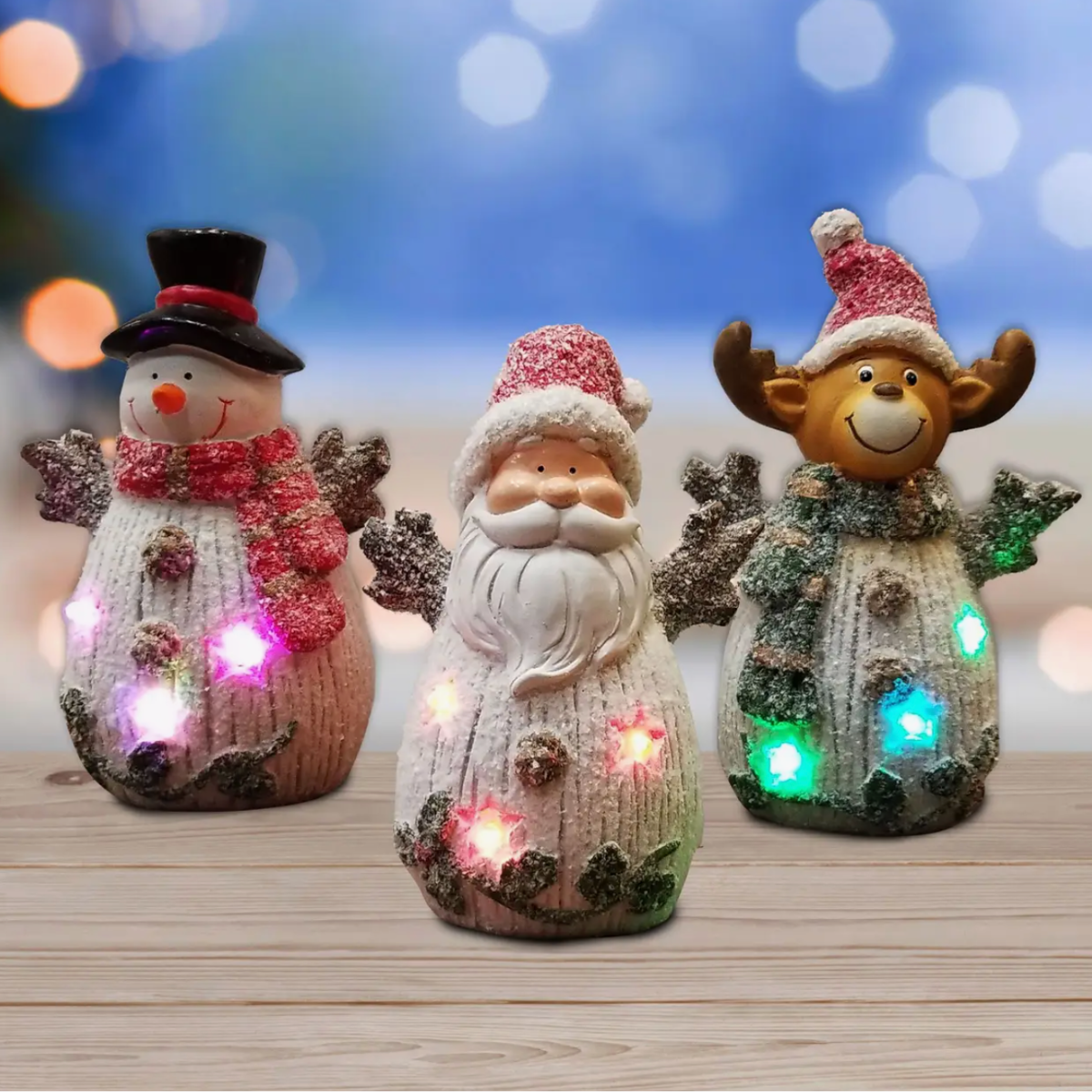 Glittered Christmas Figures with Led Light