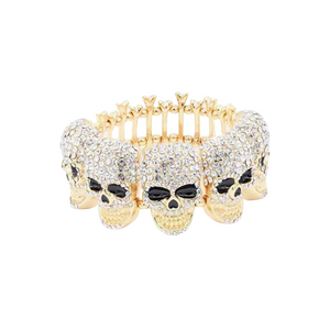 Crystal Skull & Bone Metal Stretch Bracelets