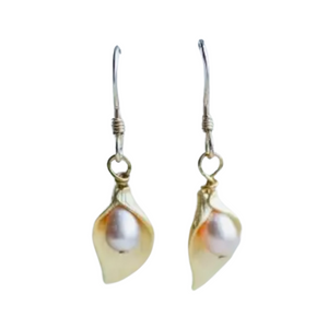 Gold Lily Freshwater Pearl Earrings