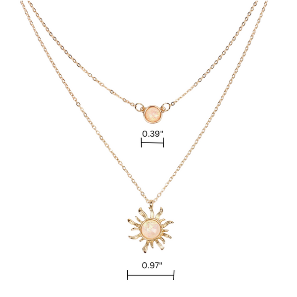 Opal Sun & Moon Layered Necklace Set