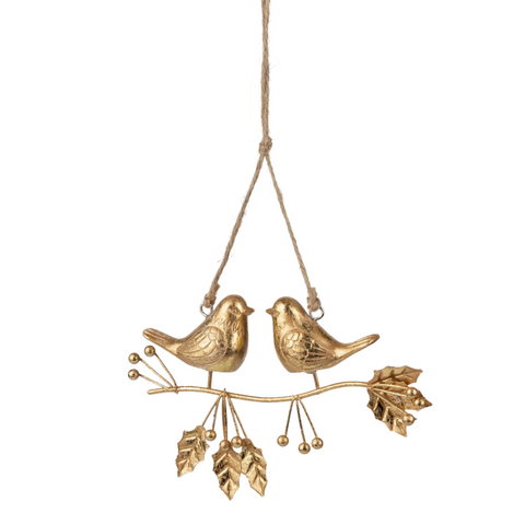 Gold Love Birds Ornament