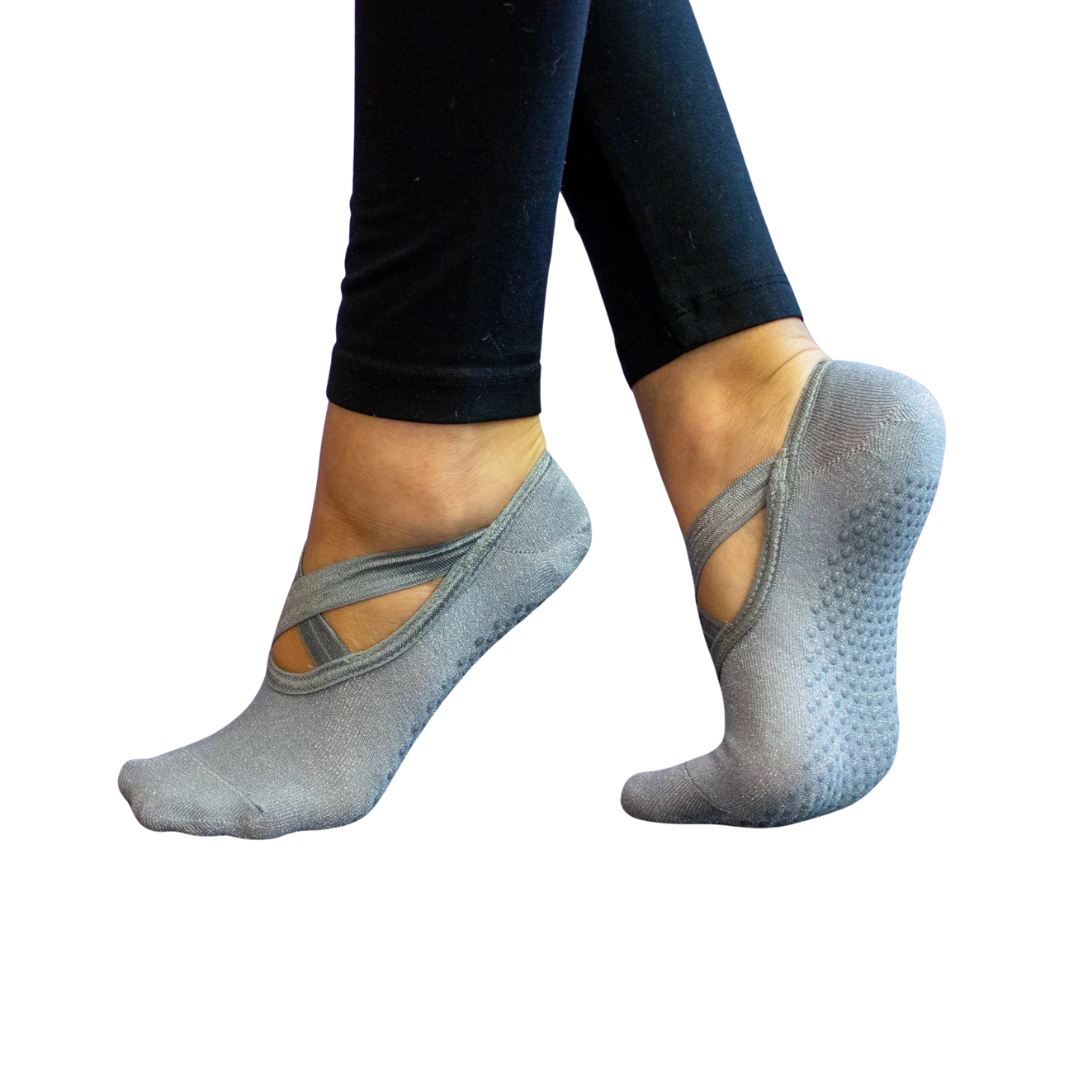 Grey Shimmer Fitness Socks
