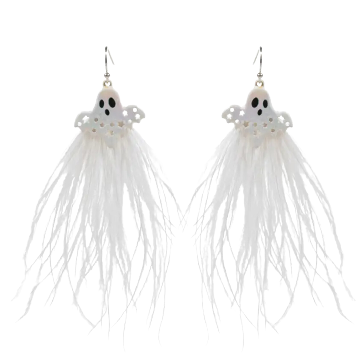 Halloween Feathery Ghosts Dangling Earrings