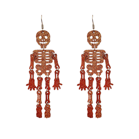 Halloween Glitter Skeleton Dangling Earring