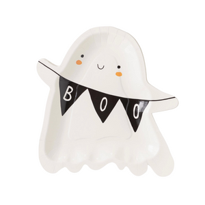 Halloween Ghost with Boo Banner Plate