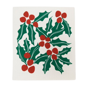 Christmas Holly Swedish Dishcloth