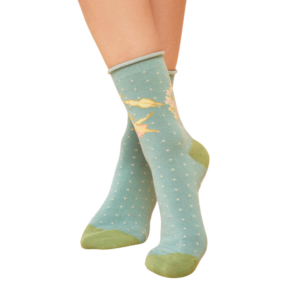 Blue Hummingbird Socks