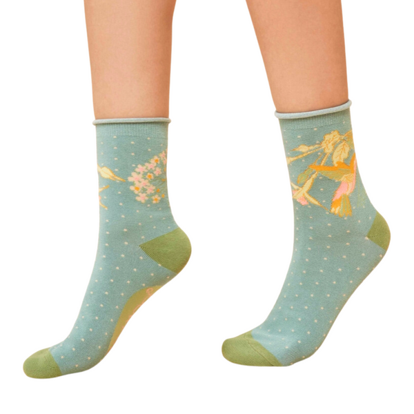 Blue Hummingbird Socks