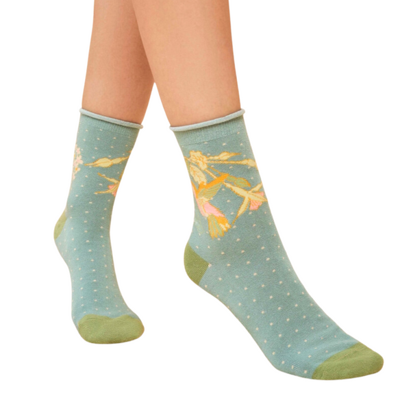 Blue Hummingbird Socks