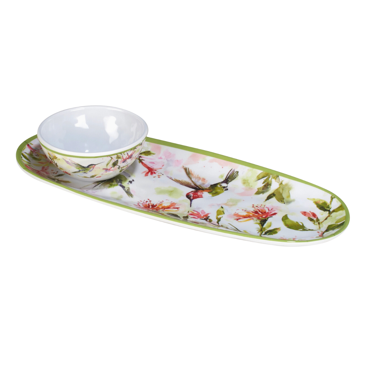 Hummingbirds Bowl and Oval Tray Set