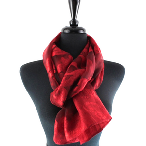 Red Floral Sheer Scarf