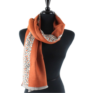 rust leopard pattern scarf