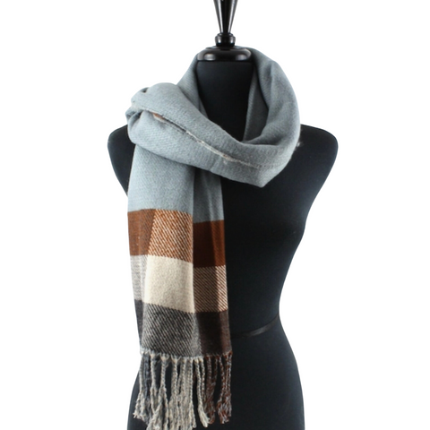 neutral blue brown grey color band scarf