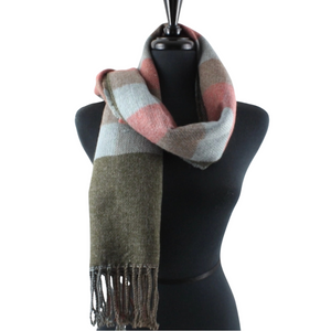 soft blue salmon grey color band scarf