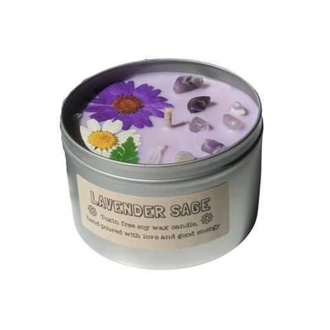Lavender Sage Flower Soy Candle